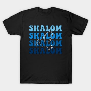 Blue and White Hebrew Shalom Peace T-Shirt